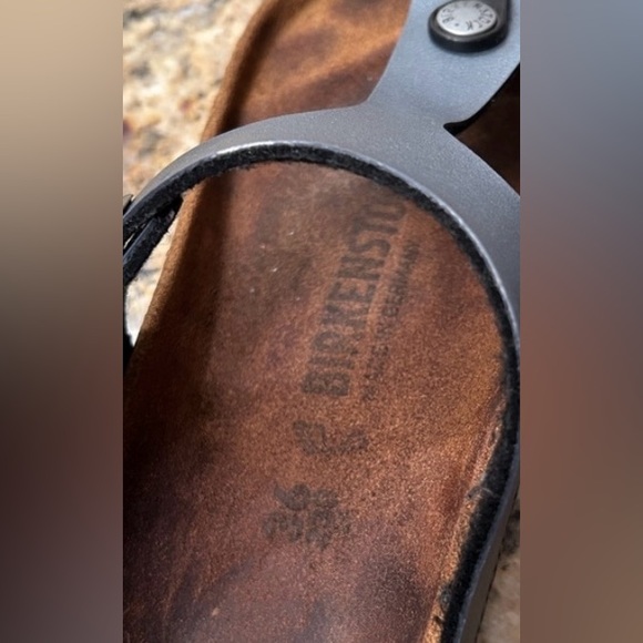 Birkenstock Women's‎ Birko-Flor Gizeh Pewter Blue Sandals Thong Leather 36EU - Picture 12 of 16